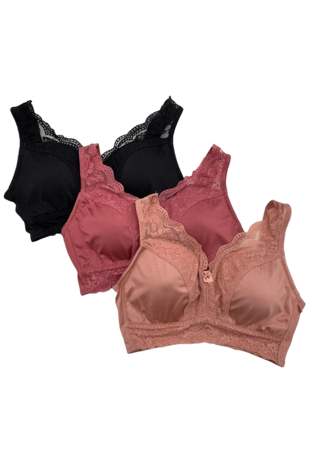 Shear 3-pack Pin-Up Bra w/ Removable Pads Pinks