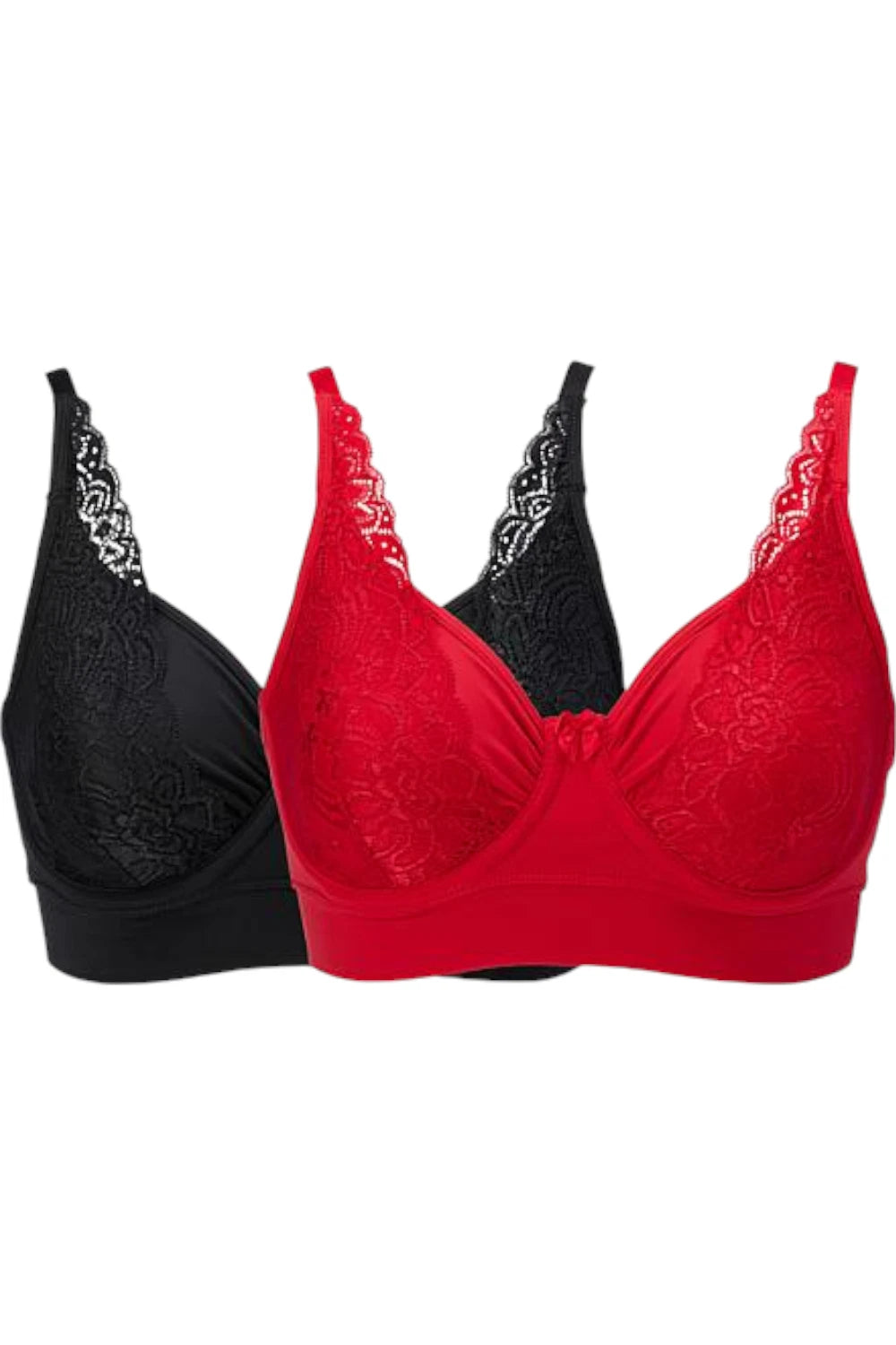 Shear 2-pack Women's No Wire Underwire Bra Blk/Chry Red